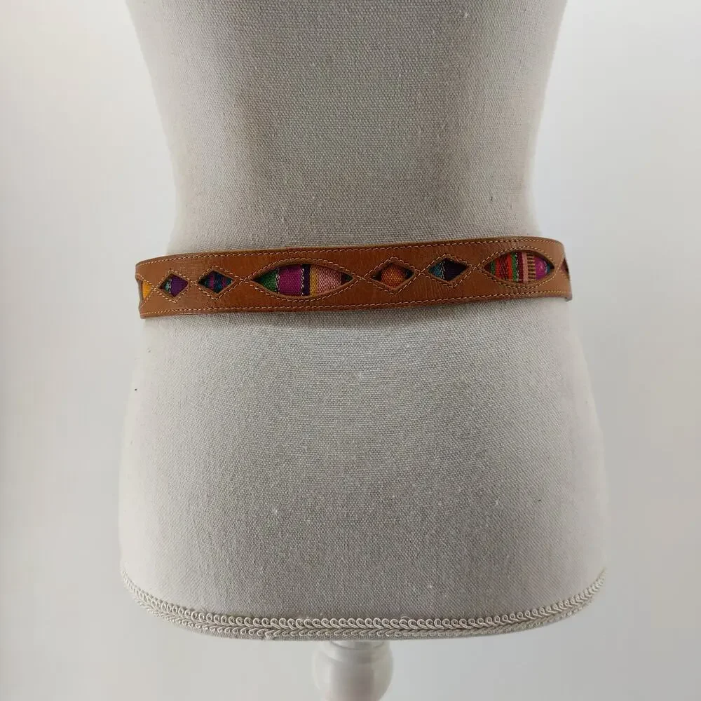 Women's Hand Woven Guatemalan Leather Belt Size Medium